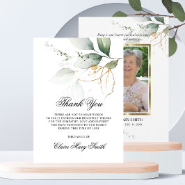 悔やみや弔慰葬儀サンキューボタニカルグリーンフォト サンキューカード