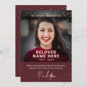 悔やみや弔慰葬儀バーゴーニュ感謝状フォトカード 招待状 (正面/裏面)