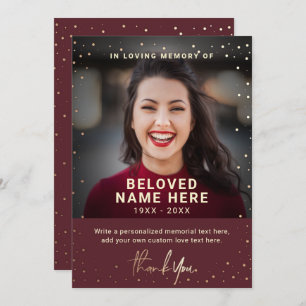 悔やみや弔慰葬儀バーゴーニュ感謝状フォトカード 招待状