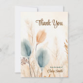 悔やみや弔慰葬儀パンパスグラスベージュブルー写真 カード (正面)