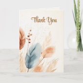 悔やみや弔慰葬儀パンパスグラスボホベージュ写真 サンキューカード (正面)