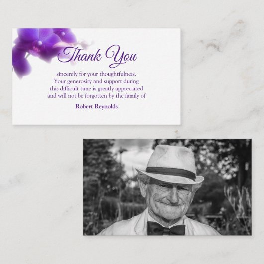 悔やみや弔慰葬儀フローラ&写真ありがとう ノートカード (正面/裏面)