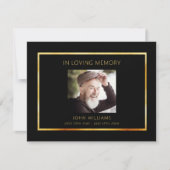 悔やみや弔慰葬儀ブラックフォトサンキューカード (正面)