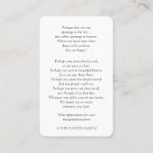 悔やみや弔慰葬儀ブルーアジサイ祈りの言葉カード 名刺 (裏面)