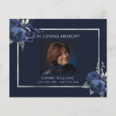 悔やみや弔慰葬儀ブルーフローラ写真サンキューカード (正面)