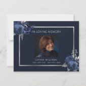 悔やみや弔慰葬儀ブルーフローラ写真サンキューカード (正面)