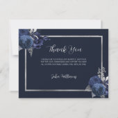 悔やみや弔慰葬儀ブルーフローラ写真サンキューカード (裏面)