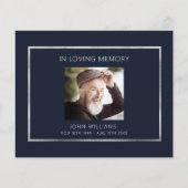 悔やみや弔慰葬儀ブルー写真サンキューカード (正面)