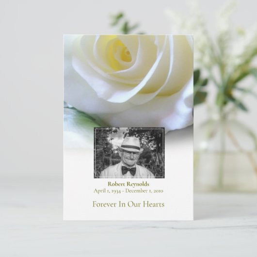 悔やみや弔慰葬儀ホワイトローズの写真ありがとう サンキューカード (スタンド正面)