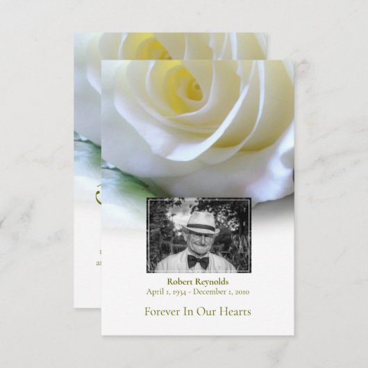 悔やみや弔慰葬儀ホワイトローズの写真ありがとう サンキューカード (正面/裏面)