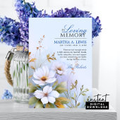 悔やみや弔慰葬儀ホワイトワイルドフラワーブルーありがとう カード