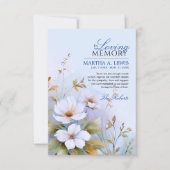 悔やみや弔慰葬儀ホワイトワイルドフラワーブルーありがとう カード (正面)