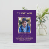 悔やみや弔慰葬儀メモリありがとうフォトパープル サンキューカード (スタンド正面)