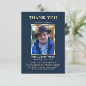 悔やみや弔慰葬儀メモリありがとうPHOTO NAVY サンキューカード (スタンド正面)