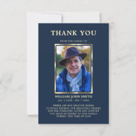 悔やみや弔慰葬儀メモリありがとうPHOTO NAVY サンキューカード