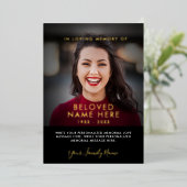 悔やみや弔慰葬儀メモリのフォトフォイルカード 箔招待状 (立ち正面)