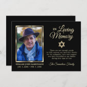 悔やみや弔慰葬儀メモリTHANK YOU Star David写真 サンキューカード (正面/裏面)