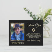 悔やみや弔慰葬儀メモリTHANK YOU Star David写真 サンキューカード (スタンド正面)