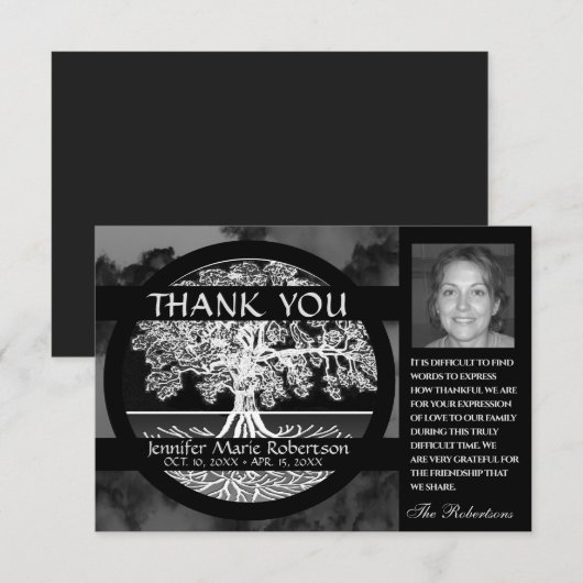 悔やみや弔慰葬儀写真THANK YOU Tree of Life (正面/裏面)