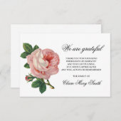悔やみや弔慰葬儀感謝状ヴィンテージバラフローラ サンキューカード (正面/裏面)