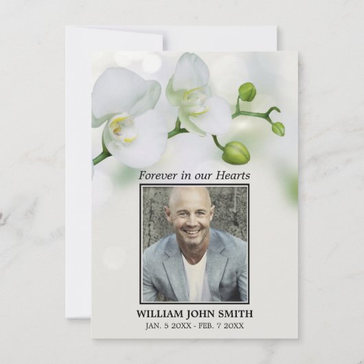 悔やみや弔慰葬儀白い蘭ありがとう |写真 サンキューカード (裏面)