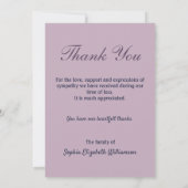 悔やみや弔慰葬儀薄紫ヴィンテージフローラありがとう サンキューカード (裏面)