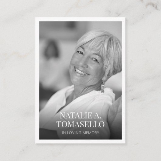 悔やみや弔慰葬儀記念写真祈りの言葉カード 名刺 (正面)