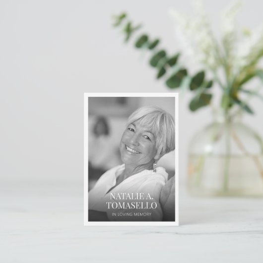 悔やみや弔慰葬儀記念写真祈りの言葉カード 名刺 (スタンド正面)