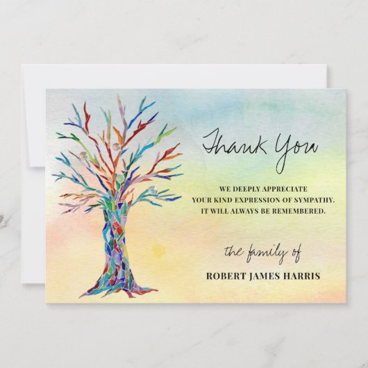悔やみや弔慰葬儀記念木ありがとう サンキューカード (正面)