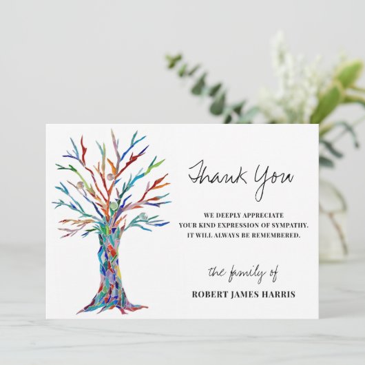 悔やみや弔慰葬儀記念木ありがとう サンキューカード (スタンド正面)