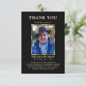 悔やみや弔慰葬儀THANK YOUフォトブラックノート サンキューカード (スタンド正面)
