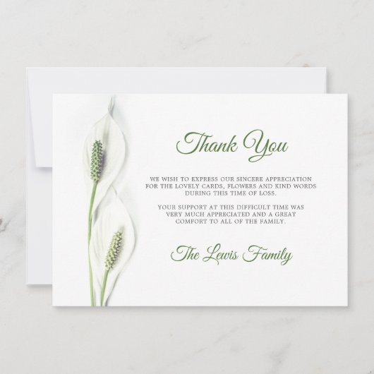 悔やみや弔慰葬式カラリリー花ありがとう写真 サンキューカード (正面)