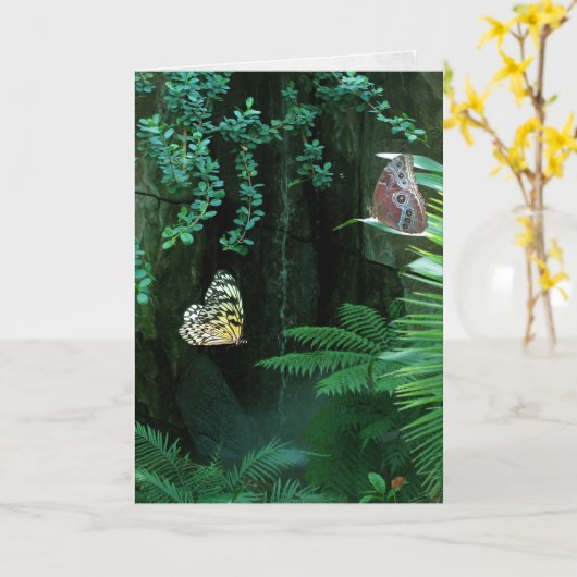 悔やみや弔慰蝶が庭に カード (黄色い花)