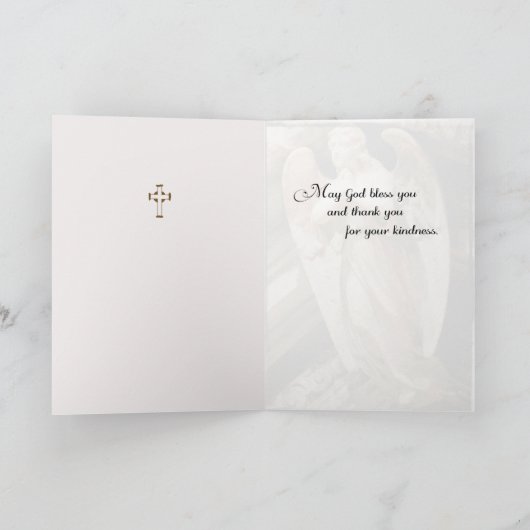 悔やみや弔慰表現宗教天使に感謝 カード (内部)
