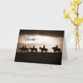 悔やみや弔慰西カウボーイズを馬に乗せて カード (黄色い花)