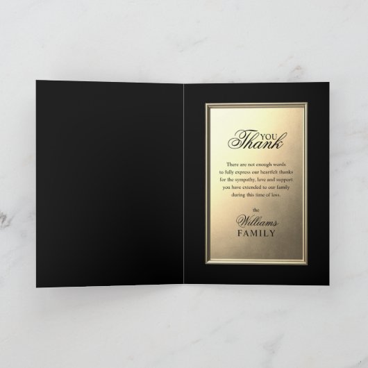 悔やみや弔慰記念エレガント金ゴールド写真ありがとう カード (内部)