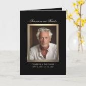 悔やみや弔慰記念エレガント金ゴールド写真ありがとう カード (黄色い花)