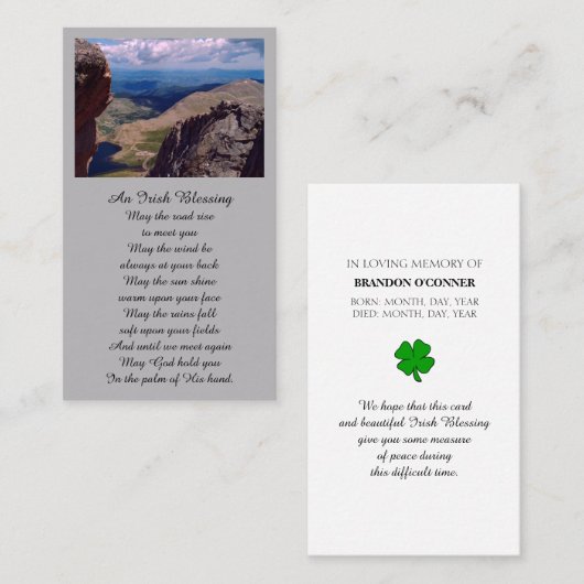 悔やみや弔慰記念写真祈りの言葉カード 名刺 (正面/裏面)