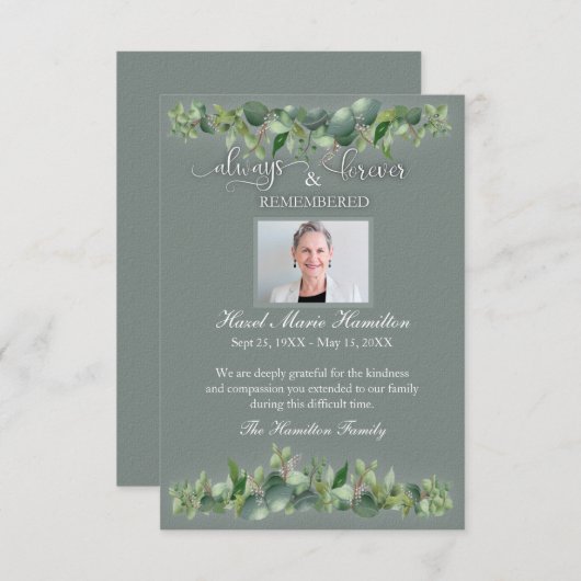 悔やみや弔慰記念常に永遠に記憶されている人 (正面/裏面)