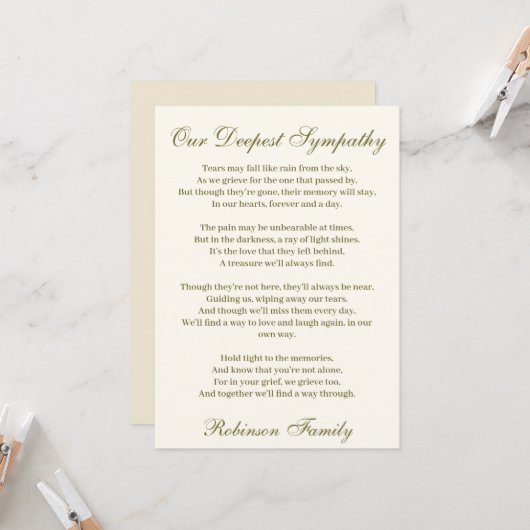 悔やみや弔慰詩 カード (正面/裏面インサイチュ)