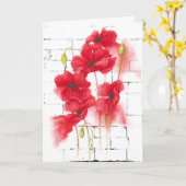 悔やみや弔慰赤いケシの花 カード (黄色い花)