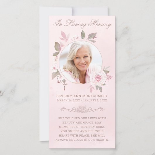 悔やみや弔慰赤面バラフローラ写真葬儀祈りの言葉 (正面)