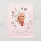 悔やみや弔慰赤面バラフローラ記念写真 サンキューカード (正面/裏面)