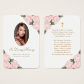 悔やみや弔慰赤面ピンクローズ祈りの言葉カード (正面&裏面)