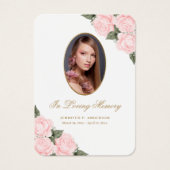 悔やみや弔慰赤面ピンクローズ祈りの言葉カード (正面)