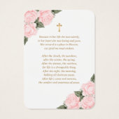 悔やみや弔慰赤面ピンクローズ祈りの言葉カード (裏面)