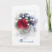 悔やみや弔慰軍隊ドッグタグとバラ カード (正面)