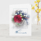 悔やみや弔慰軍隊ドッグタグとバラ カード (黄色い花)