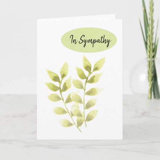 悔やみや弔慰追悼グリーンリーフナチュラルグリーティング カード (正面)