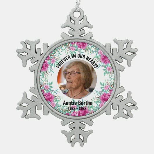 悔やみや弔慰追悼記念[カスタマイズ] スノーフレークピューターオーナメント (正面)